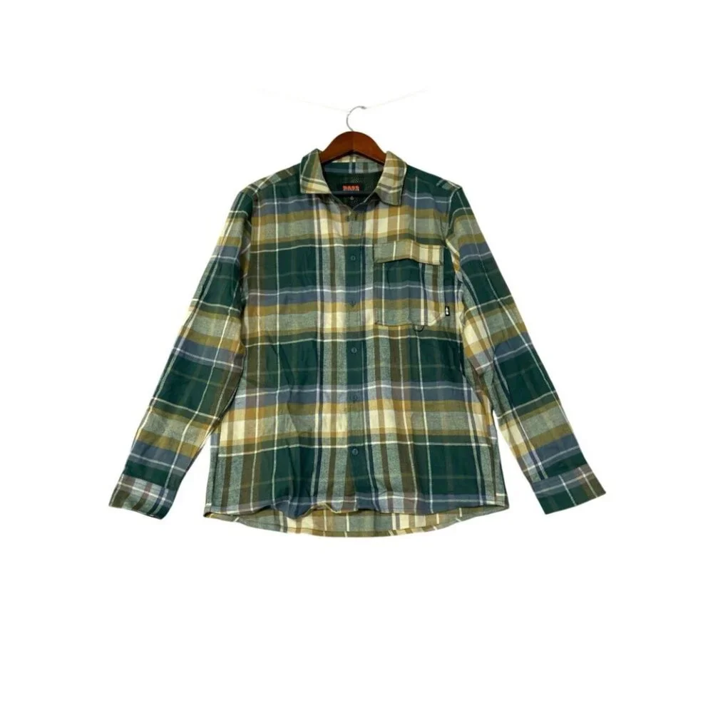 NWT Bass Outdoor Men's S Stretch Flannel Button up Shirt Plaid Long Sleeve
